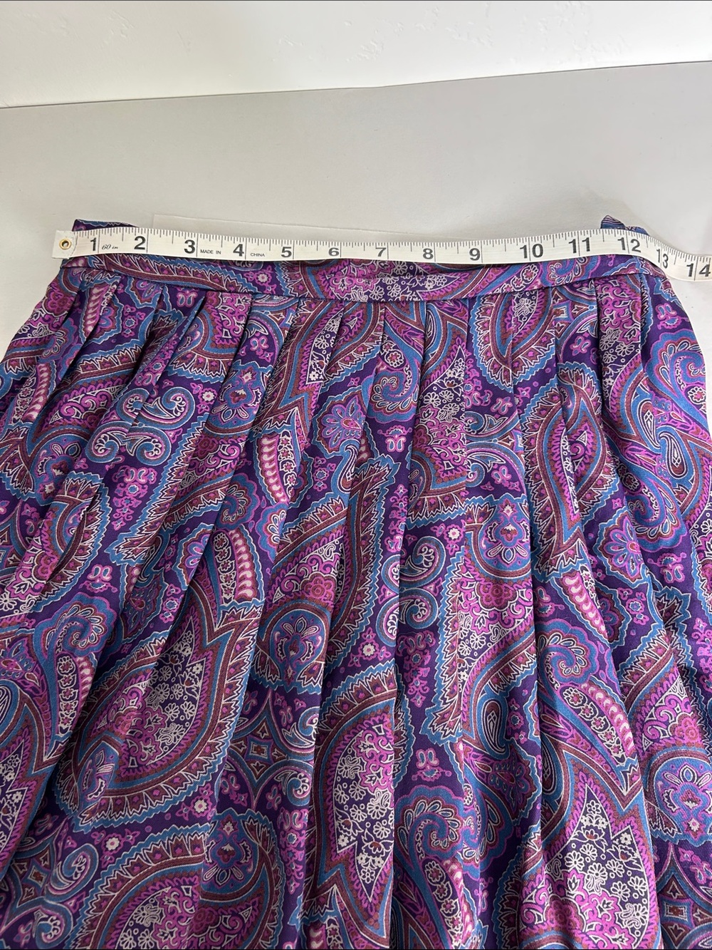 Vintage Pendleton Purple Blue Paisley Pleated Midi Skirt Size 6 Petite 26" Waist - Picture 6 of 9